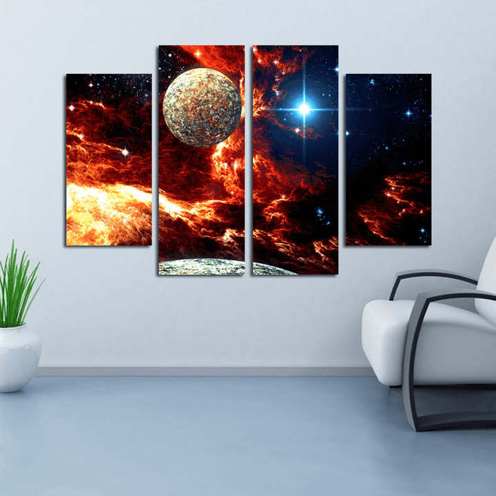 Miico Hand Painted Four Combination Decorative Paintings Cosmic Starry Sky Wall Art for Home Decoration - MRSLM