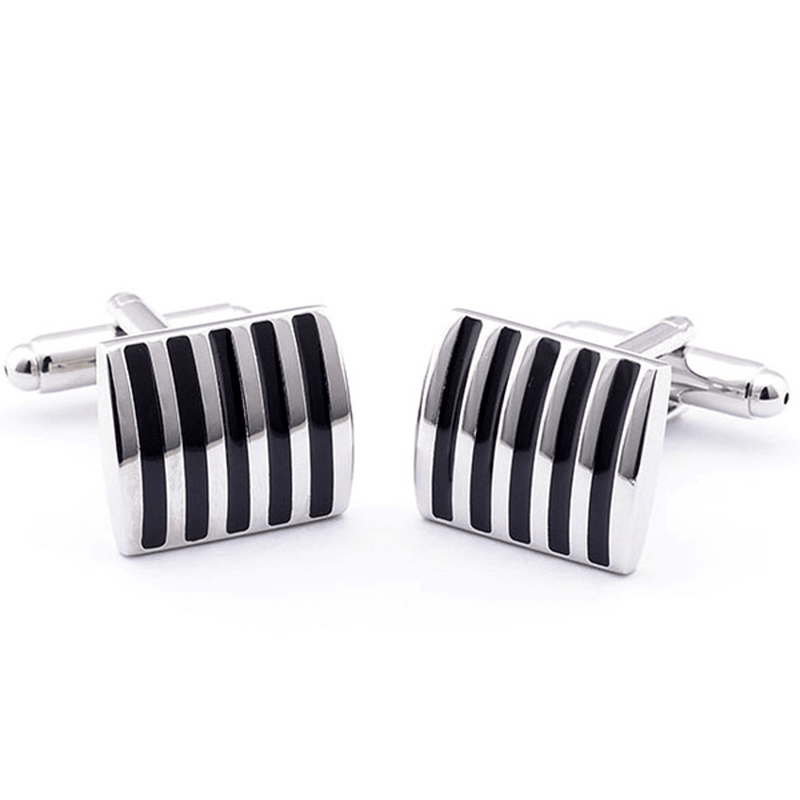 Men Cuff Links Color Stripe Metal Copper Enamel Square Accessories for Shirt - MRSLM