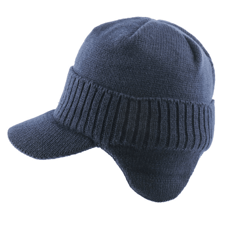 Men'S Velvet Hat with Eaves Autumn and Winter Pullover Cap Bib Set Ear Protection Warm Woolen Cap - MRSLM