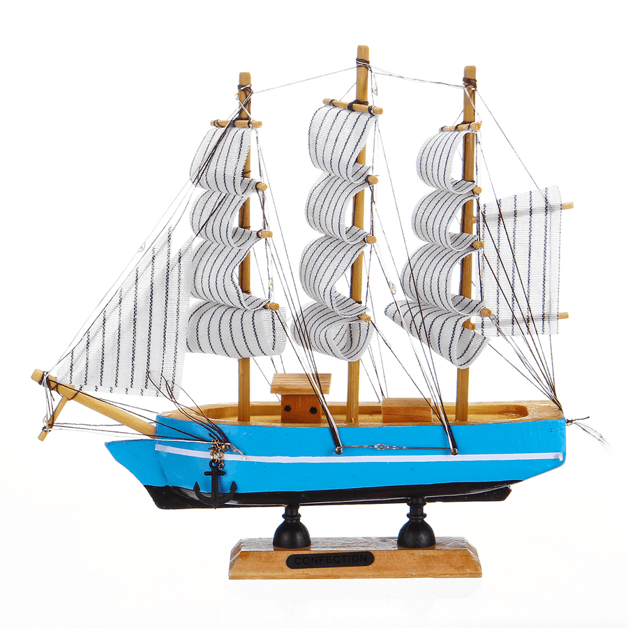 10 Leds Wood Sailing Boats Ship Model Wooden Craft Sailor Handcrafted Boat Home Decoration - MRSLM
