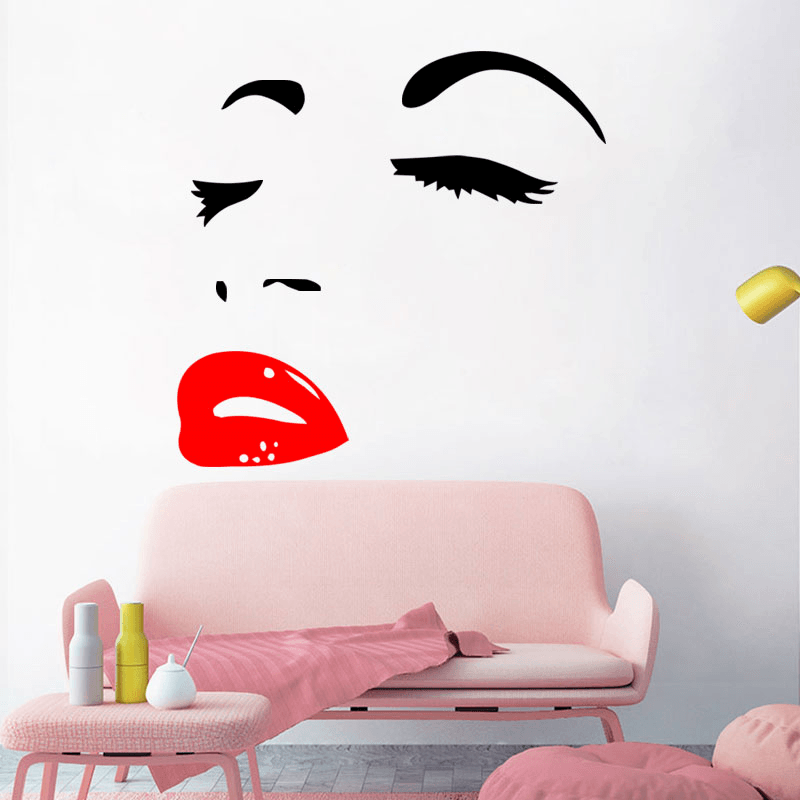 Miico FX1258 Red Lip Beauty Girl Wall Sticker Wall Art Home Decoration Stiker - MRSLM