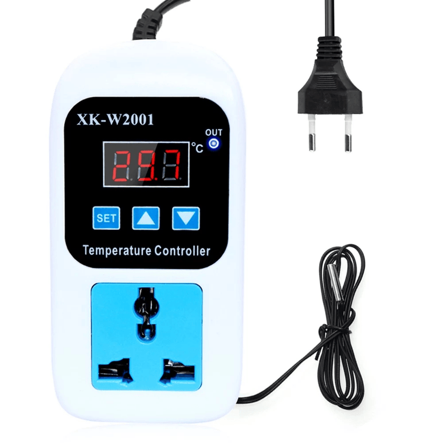 XK-W2001 LED Thermometer Temperature Controller Digital Thermostat Switch with Probe for Reptiles Brewing Seedling Aquarium Pet Breeding Incubation - MRSLM