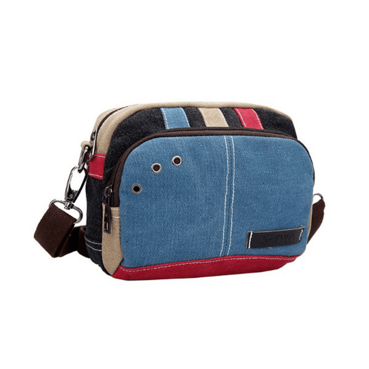 Women Canvas Crossbody Bags Contrast Color Casual Small Shoulder Bags Messenger Bags - MRSLM