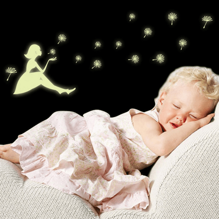 Dandelion Girl Stars Fluorescent Luminous Paste Stickers Night Light Living Room Decor Wall Sticker - MRSLM