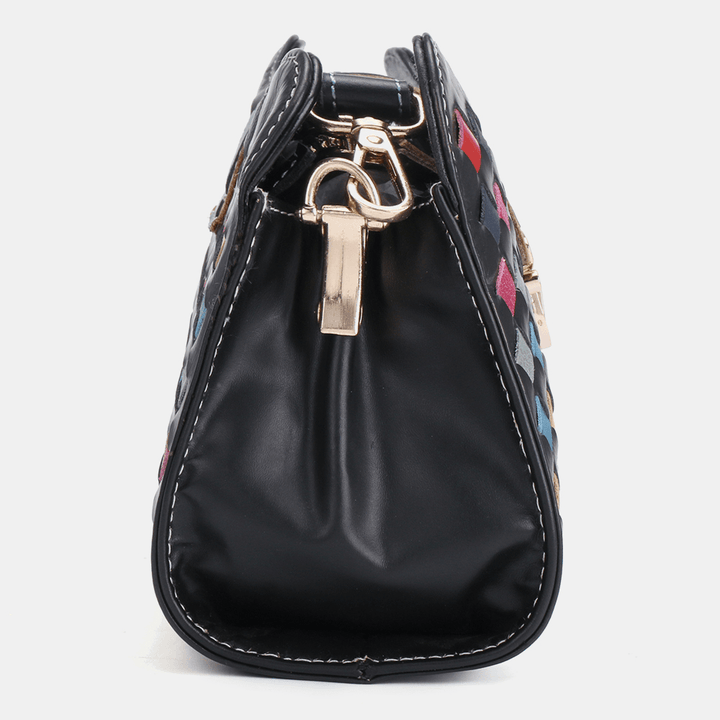 Women Genuine Leather Patchwork Phone Bag Crossbody Bag Shoulder Bag - MRSLM