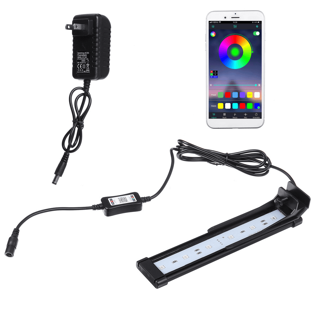 22CM Bluetooth APP Controlled Aquarium Cover Lighting Color Change Dimmable LED Light Bar Suitable for Aquarium/Fish Tank - MRSLM