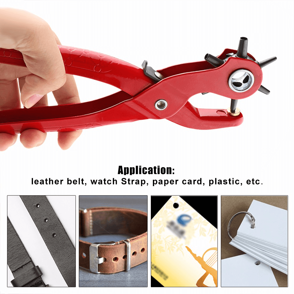 Honana WX-B1 9'' Sewing Leather Belt Hole Puncher Tools Pliers Hook Clamp 2/2.5/3/3.5/4/4.5MM Punch Size for Punching Hole Forceps Punch Head - MRSLM