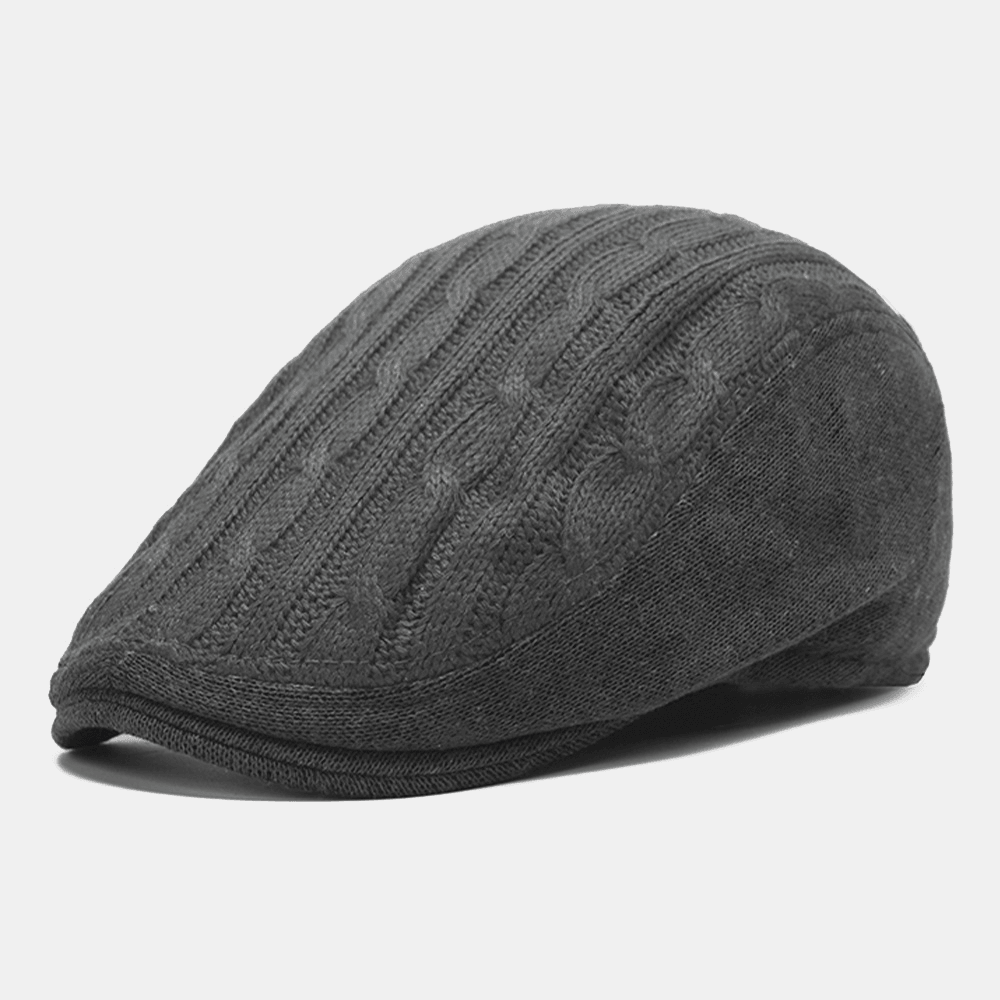 Men Cotton Mesh Breathable Knitted Caps Outdoor Casual Warm Sunshade Beret Cap Flat Hat Forward Cap - MRSLM