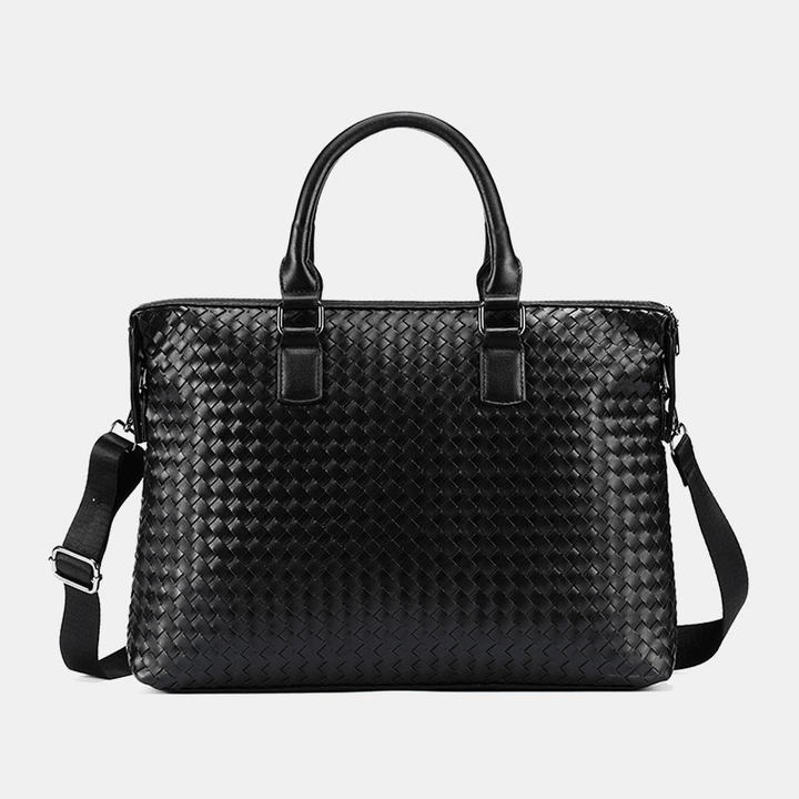 Men Faux Leather Multi-Carry 14 Inch Laptop Bag Briefcase Business Handbag Crossbody Bag - MRSLM