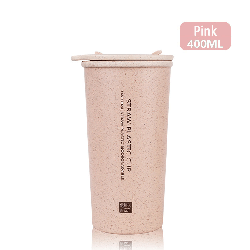 KC-WHE03 300Ml/400Ml Wheat Fiber Double Layer Insulation Mug Student Cup Creative Water Bottle - MRSLM