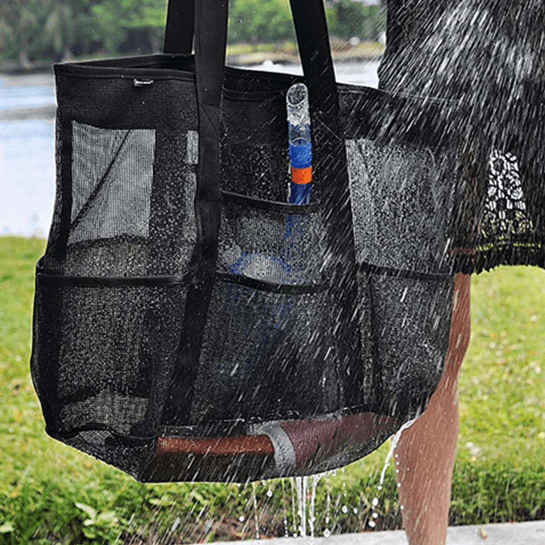 Outdoor Large Mesh Beach Bag Travel Shoulder Storage Bag Handbag Tote - MRSLM