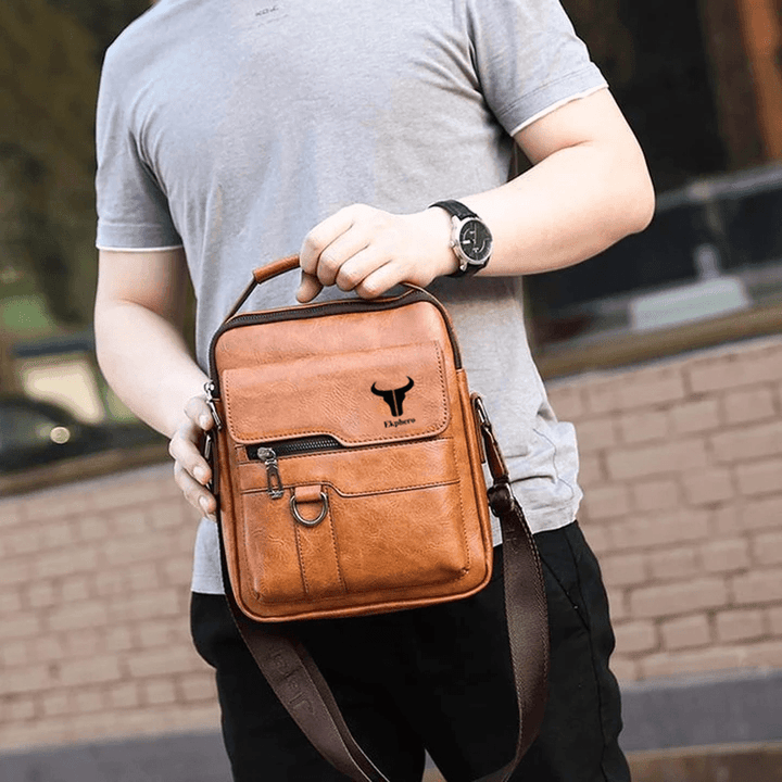 Ekphero Men Faux Leather Vintage Business Bag Messenger Bag Crossbody Bag Office Work - MRSLM