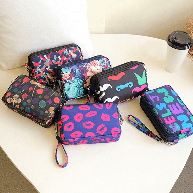 Women Nylon Colorful Multi-Level Casual Wallet Shoulder Bag - MRSLM