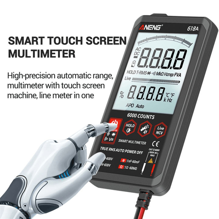 ANENG 618A Digital Multimeter Professional Smart Touch DC Analog True RMS Auto Tester Capacitor NCV Testers Meter - MRSLM