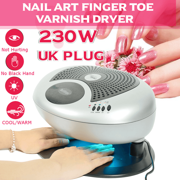 220-240V 230W Nail Art Finger Toe Varnish Dryer Warm & Cool for UV Gel Nail Polish Art Machine - MRSLM