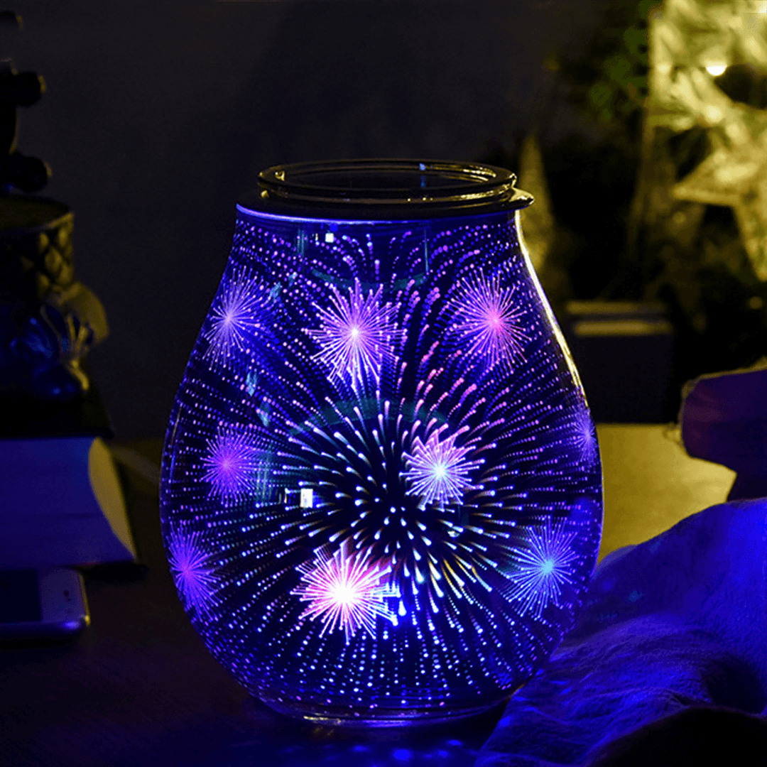 3D Glass Electric Aromatherapy Lamp Firework Pattern Colorful Lights Home Aromatherapy Machine - MRSLM