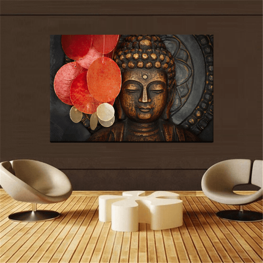 HD Statue Meditation Painting Print on Cambric Home Room Wall Sticker Art Decor - MRSLM