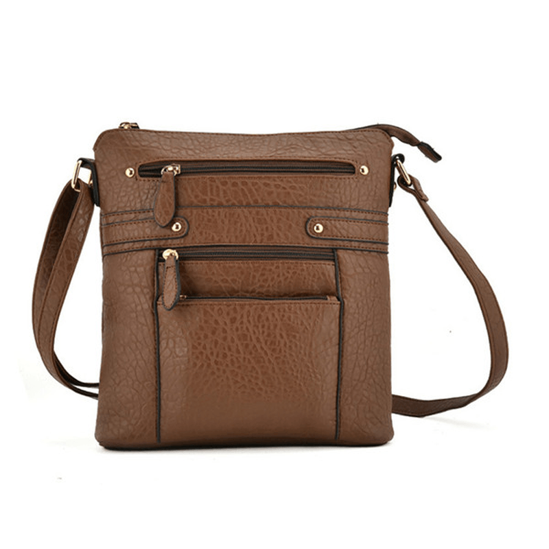 Women Multilayer Zipper Pockets Messenger Bags Casual Shoulder Bags Crossbody Bags - MRSLM