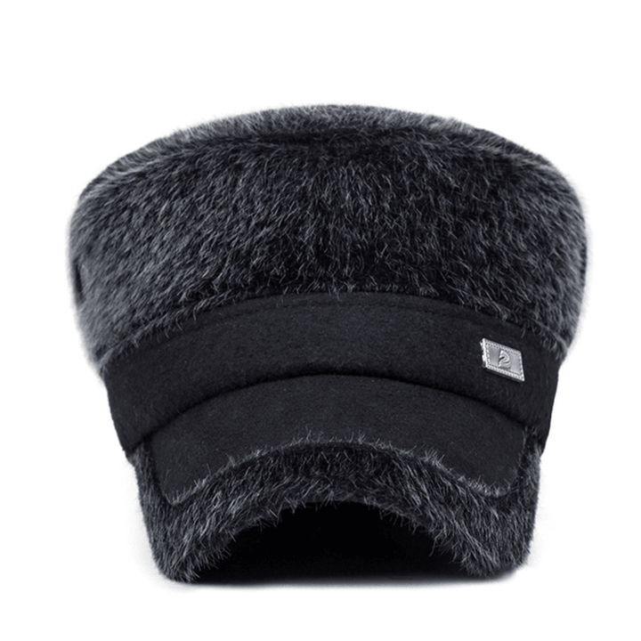 Unisex Imitation Mink Fur Earflap Ear Muffs Baseball Cap Adjustable Faux Fur Outdoor Military Hat - MRSLM