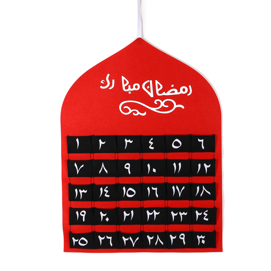 Kids Arabic MDF Ramadan Advent Calendar 30 Pockets Eid Mubarak DIY House Decor - MRSLM