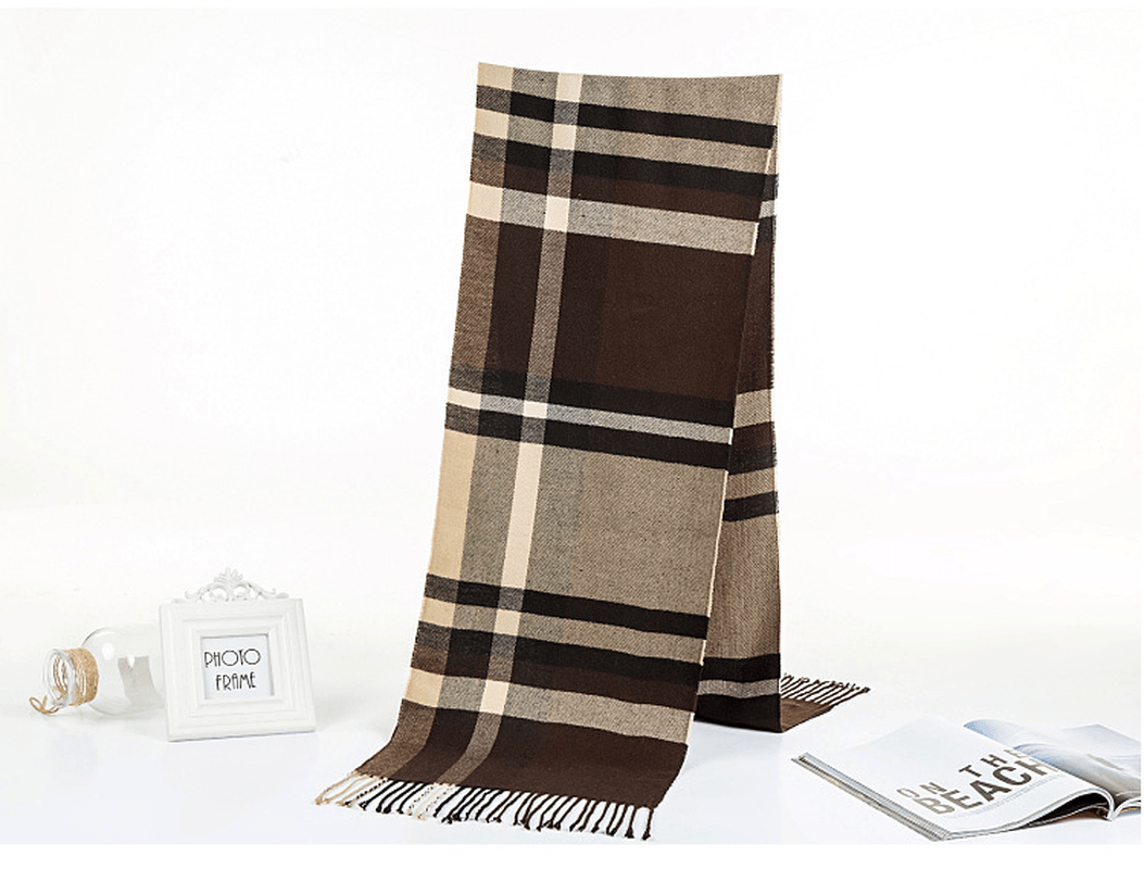 All-Match Simple Men'S Plaid Warm Scarf - MRSLM