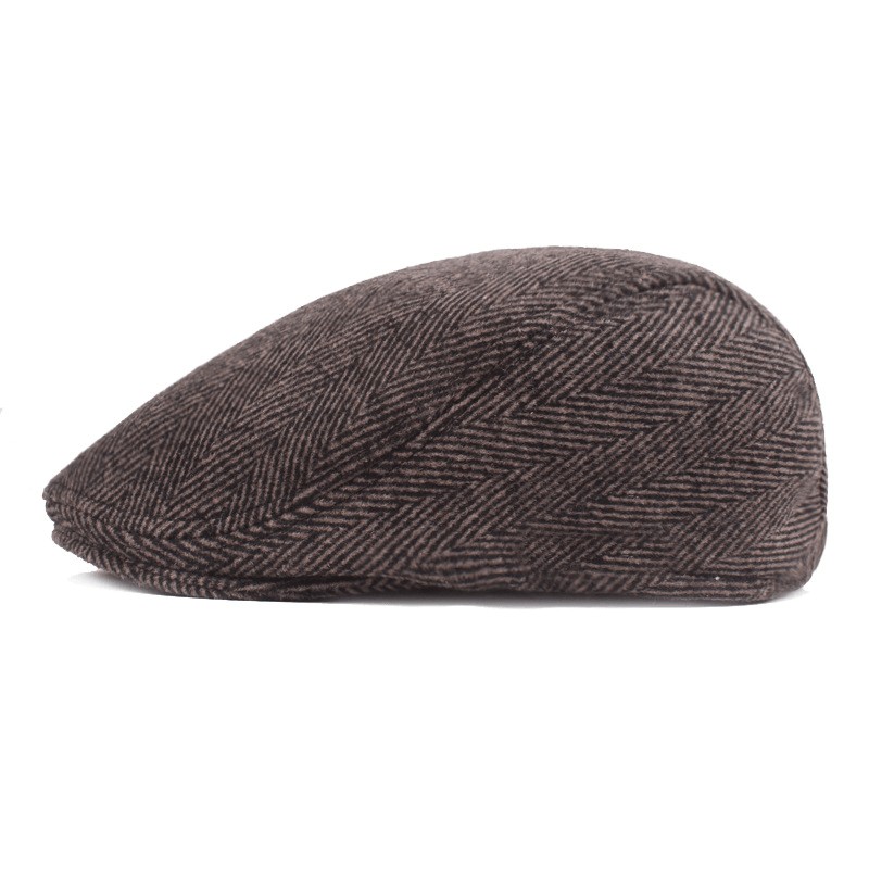 Herringbone Beret, Simple Cap for Men and Women, Autumn and Winter Hat, Old Man Hat - MRSLM