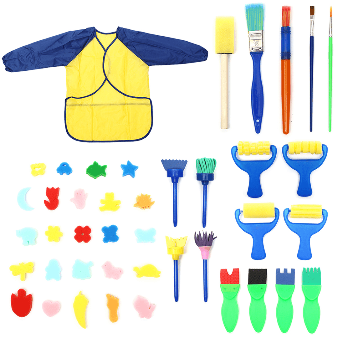 42Pcs DIY Child Painting Tool Kit Roller Mold Sponge Educational Drawing Toys Gift - MRSLM