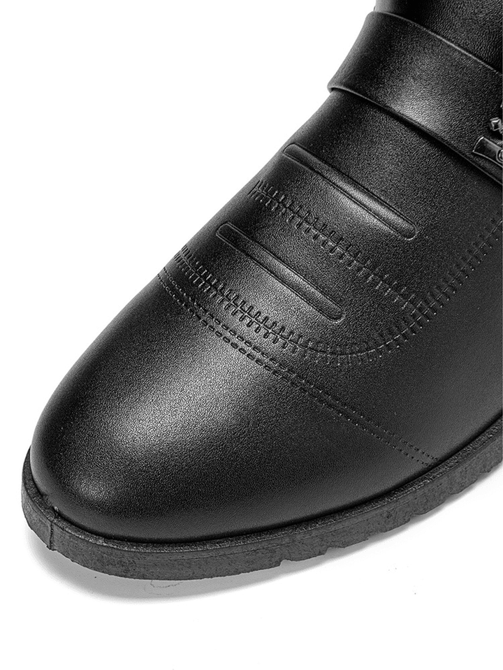 Men Warm Plush Lining Business Casual Leather Ankle Boots - MRSLM