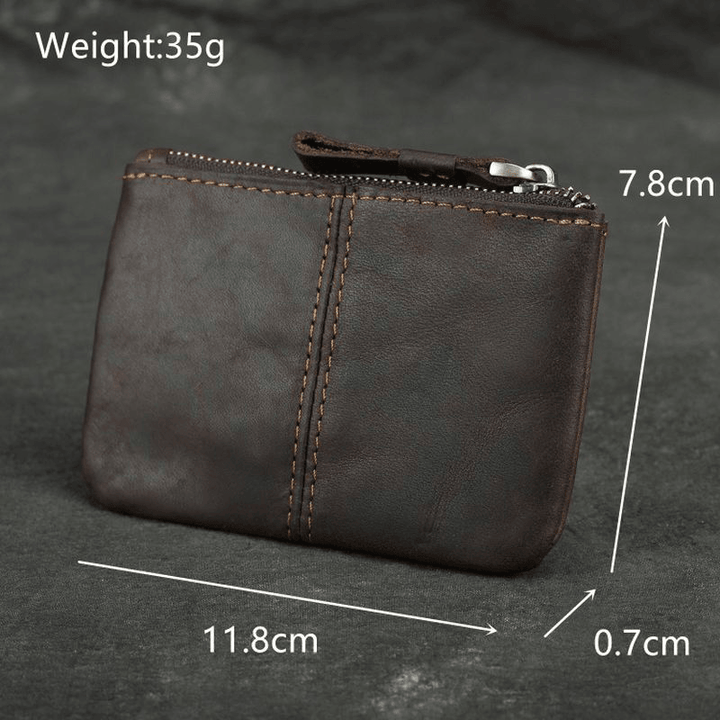 Unisex Genuine Leather Mini Casual Zipper Storage Bag Coin Bag - MRSLM