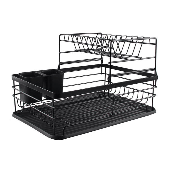 Kitchen Dish Rack Double Layer Drain Tray Hanging Tableware Home Storage Racks - MRSLM