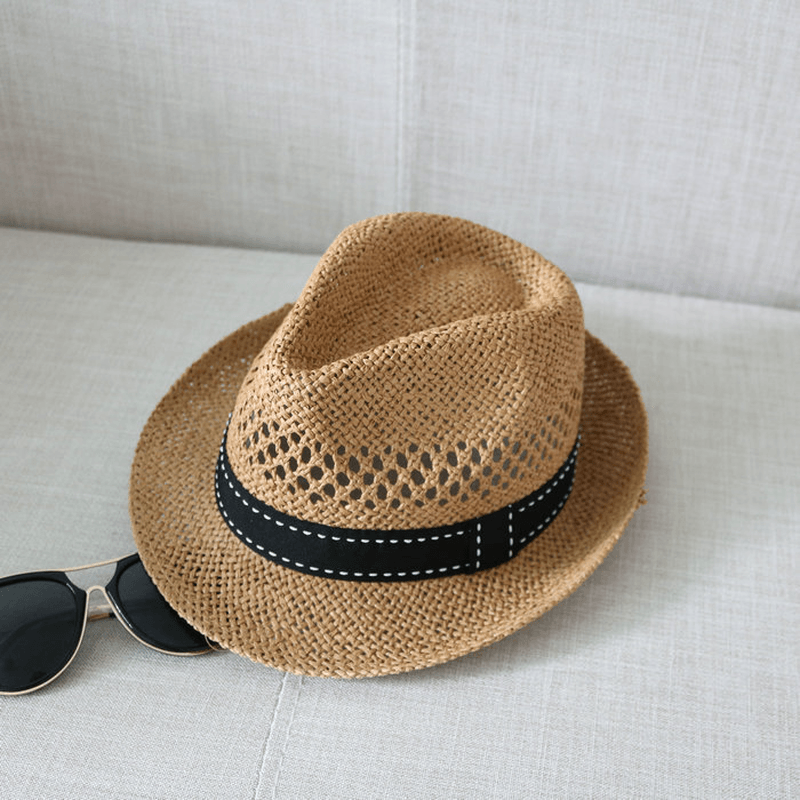 Men Women Summer Straw Knited Sunscreen Hat Outdoor Casual Travel Sea Hat - MRSLM