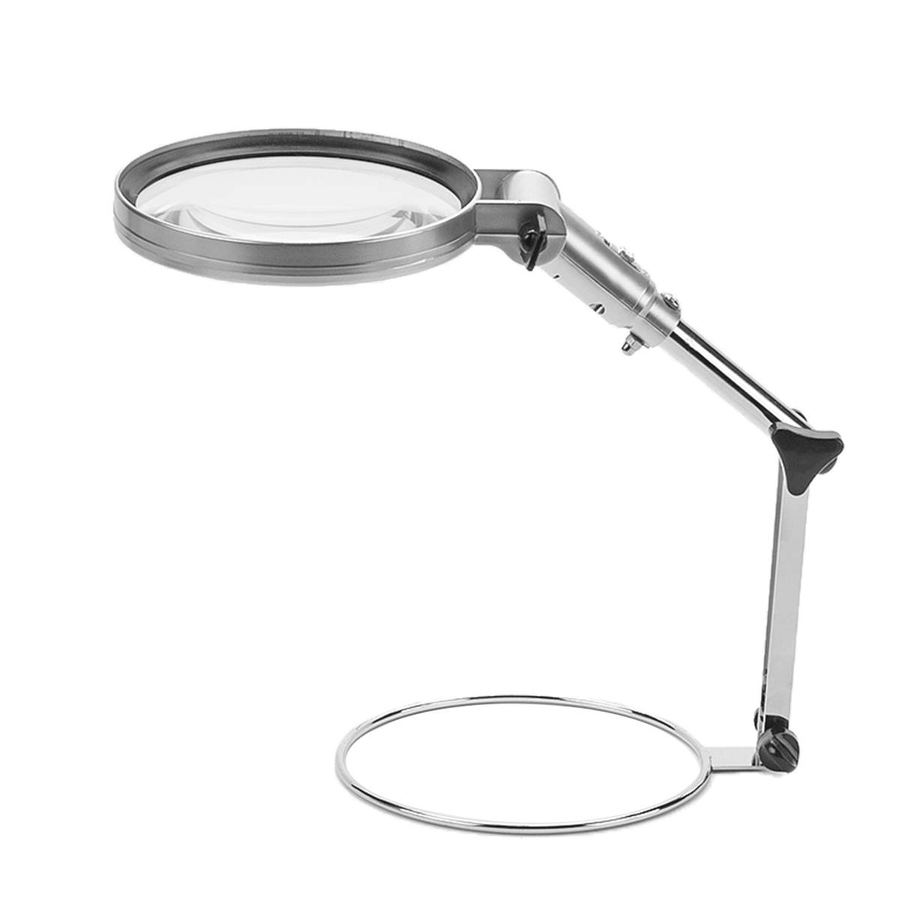 2.5X 120Mm Foldable Desktop Illuminated Magnifier Magnifying Glass Reading Loupe LED Lighted Lamp Optical Glass Lens Magnifier - MRSLM