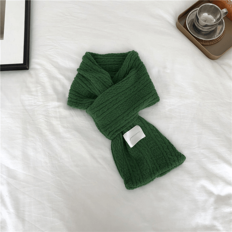 Pure Color Cashmere Knitted Thickened Cross Warm Scarf - MRSLM