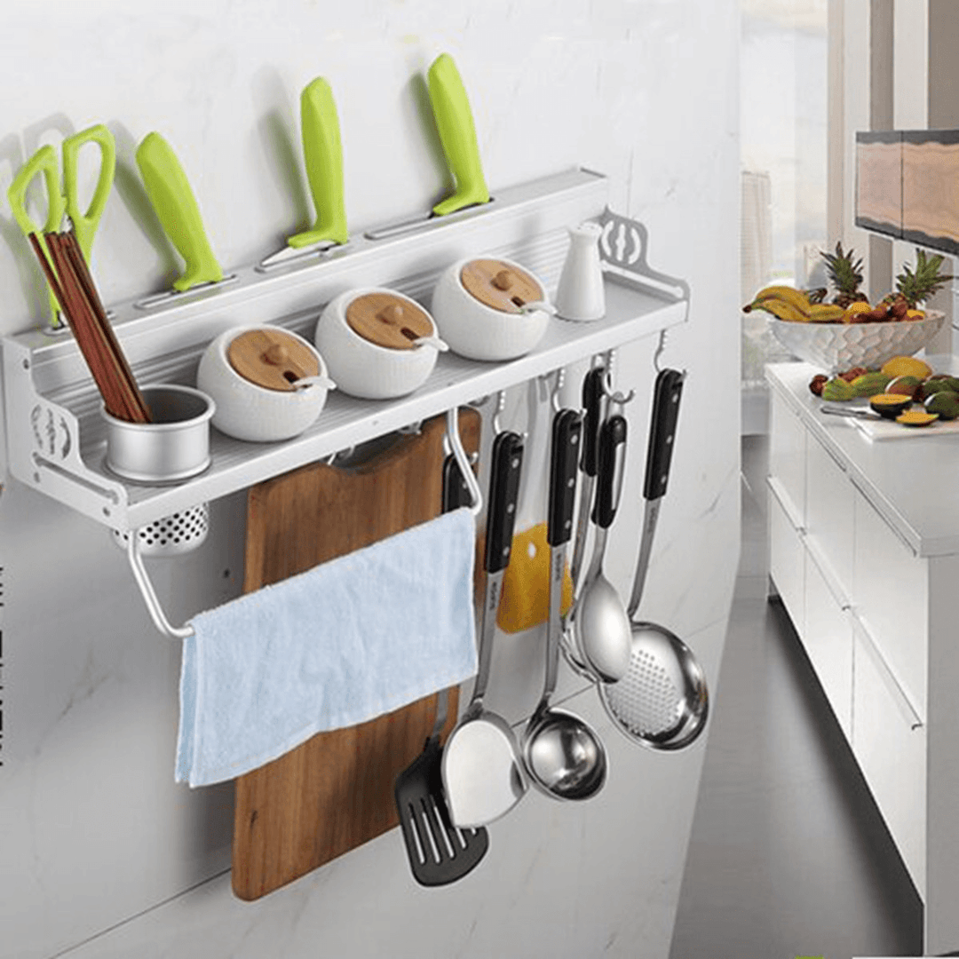 Multifunction Kitchen Pan Storage Rack Organizer Holder Hooks Spice Shelf - MRSLM