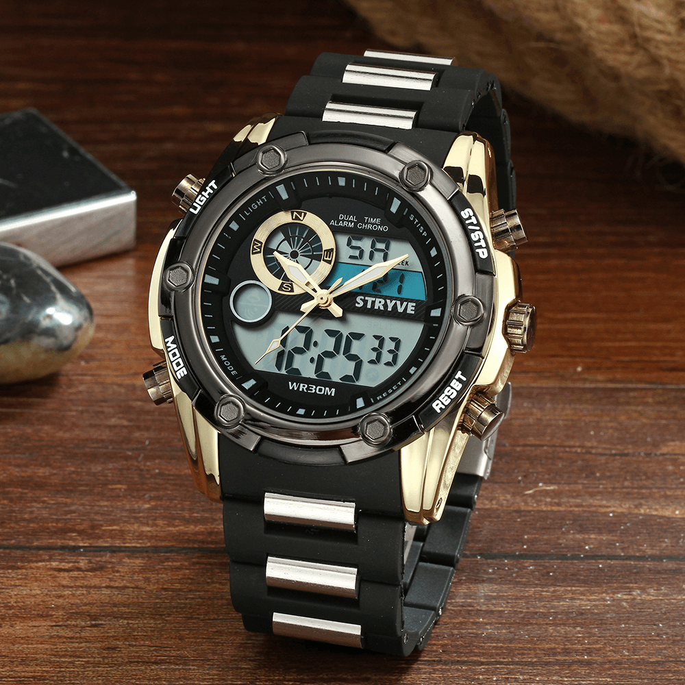 STRYVE S8006 Dual Display Digital Watch Chronograph Alarm Stopwatch Luminous Display Sport Watch - MRSLM