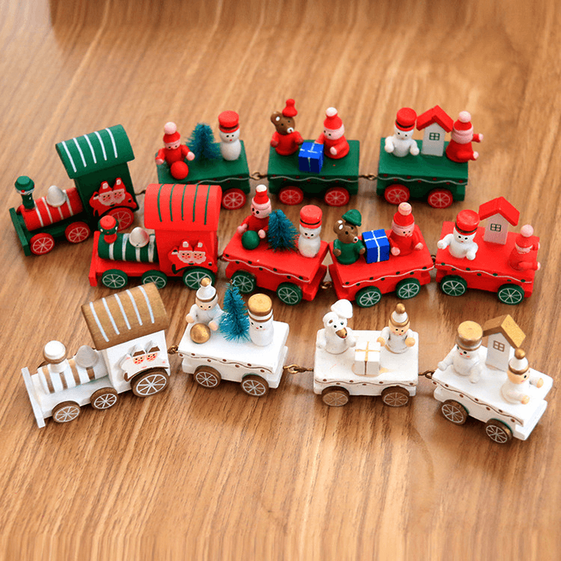 Christmas Wood Train Christmas Decorations Decor Innovative Gift for Children Diecasts Toy Vehic - MRSLM