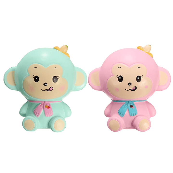 Woow Squishy Monkey Slow Rising 12Cm with Original Packaging Blue and Pink - MRSLM