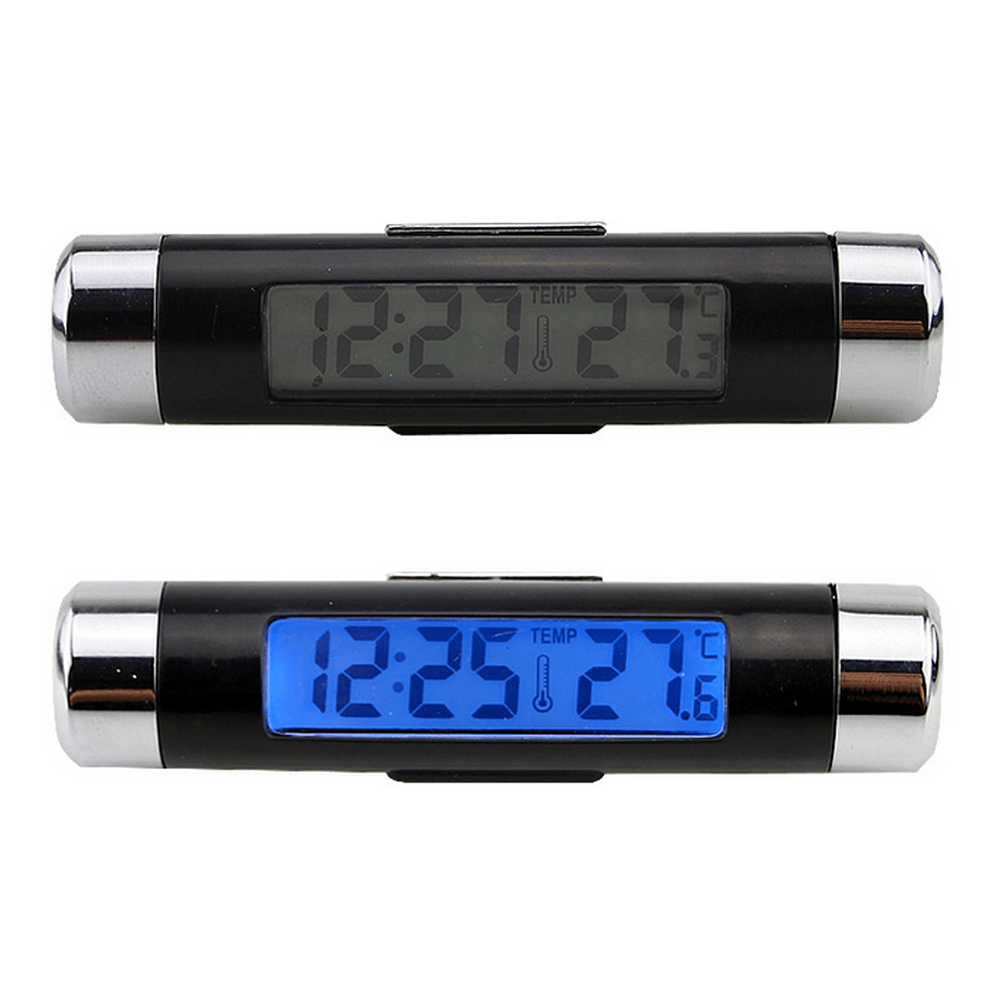 High 2 in 1 Digital LCD Display Screen Hygrometer Thermometer Car Time Clock Car Styling Blue Backlight Auto Accessories Air Vent Outlet - MRSLM