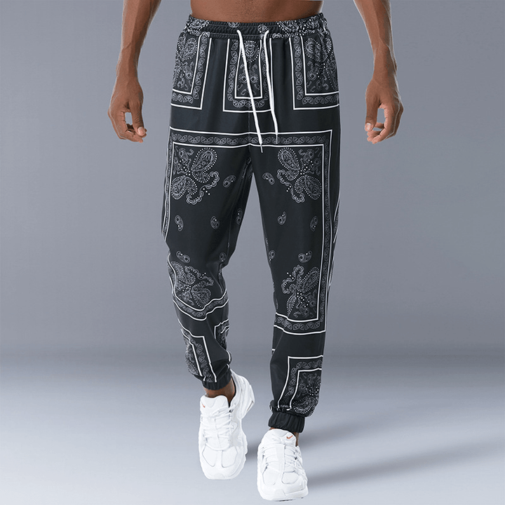 Retro Printed Jogging Pants Casual Sweatpants - MRSLM