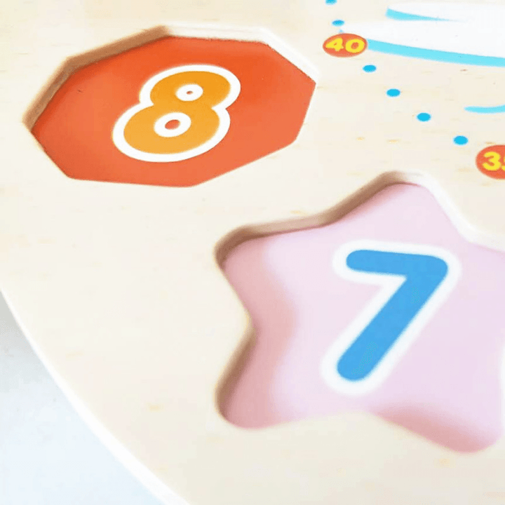 Wooden Digital Clock Beaded Toy Shape Matching Hand Grasping Board Multifunctional - MRSLM