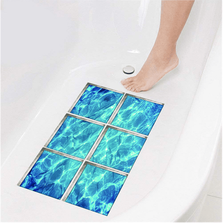 6Pcs/Set 3D Bathroom Anti-Slip Sticker Waterproof Bath Tub Murals Appliques Tread Decorations - MRSLM