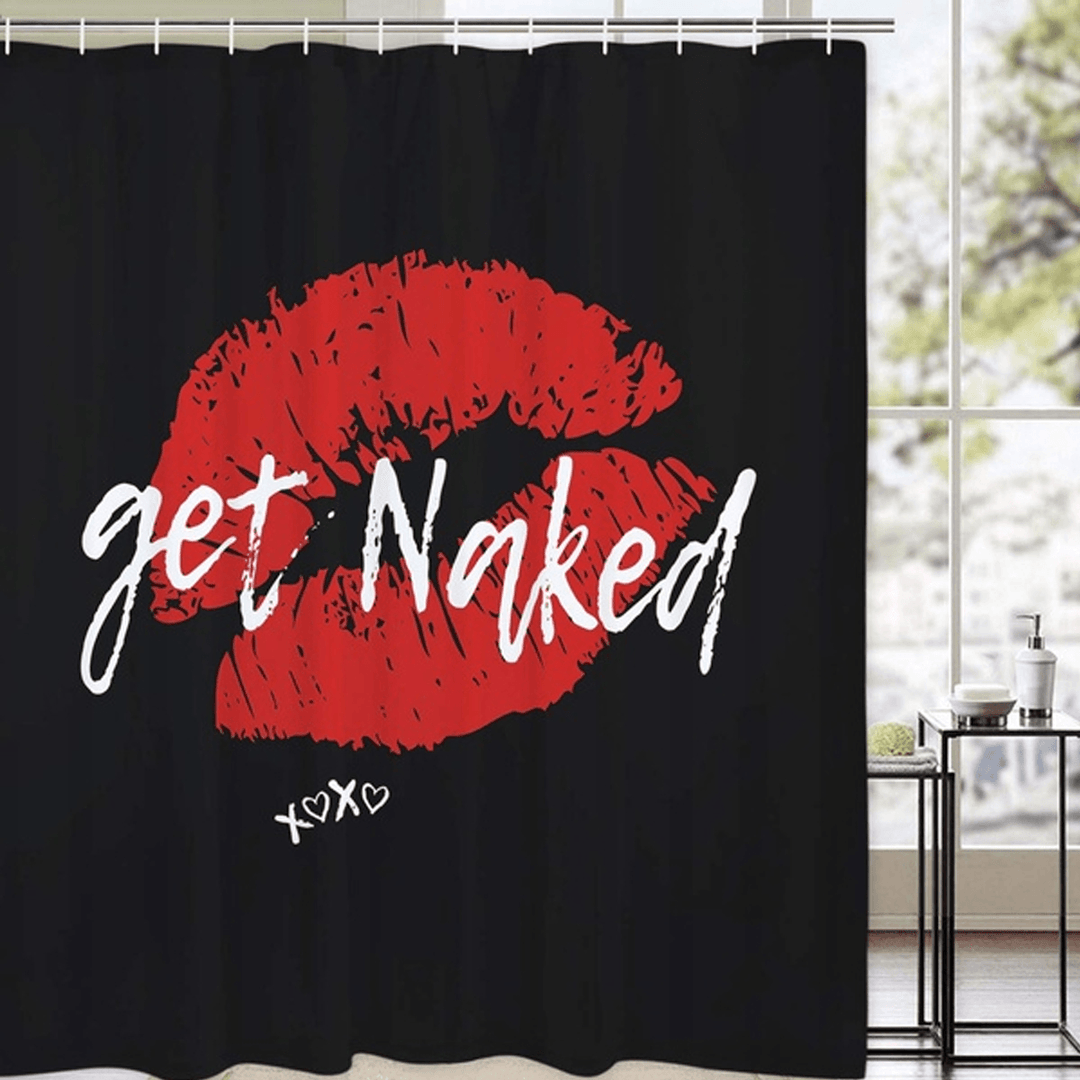 Get Naked Printing Bathroom Shower Curtain Set Toilet Cover Mat Bathroom Non-Slip Mat Rug Kit - MRSLM