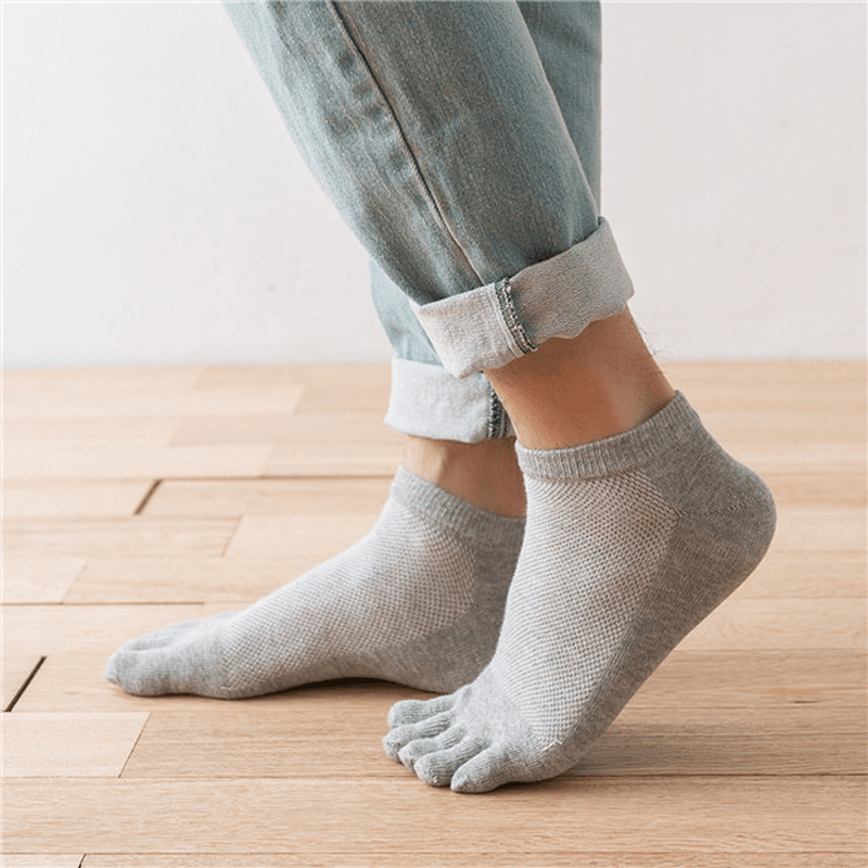 Mens Cotton Mesh Breathable Invisible Toe Socks Soft Low-Cut No Show Ankle Sock - MRSLM