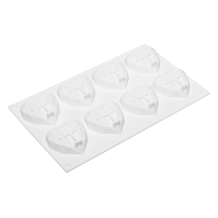 8 Grids Diamond Heart Dessert 3D Cake Mold Art Mousse Silicone Mould - MRSLM