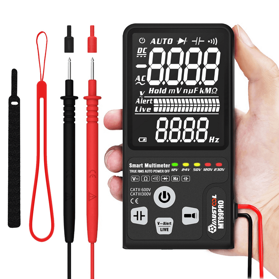 MUSTOOL MT99PRO Dual Mode Voltage Detection Intelligent True RMS Multimeter Voltage Detect Indicator Fully Auto-Range with Ultra-Large EBTN LCD Screen - MRSLM