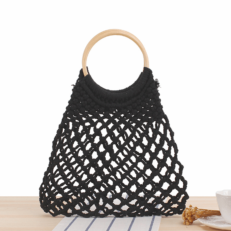 Casual Fabrics Net Beach Bag Solid Handbag for Women - MRSLM