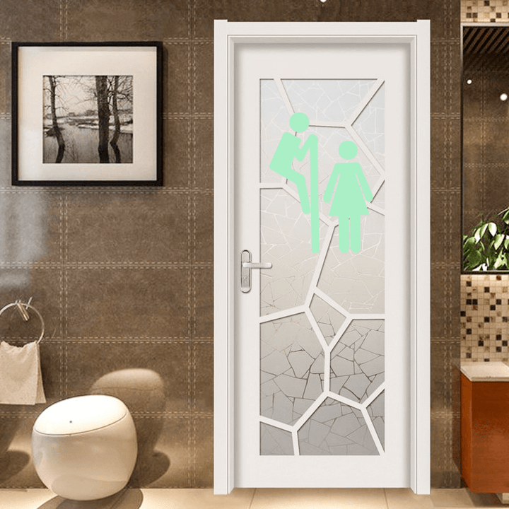 Miico Creative Man and Women Luminous PVC Removable Home Bathroom Decorative Wall Door Decor Sticker - MRSLM