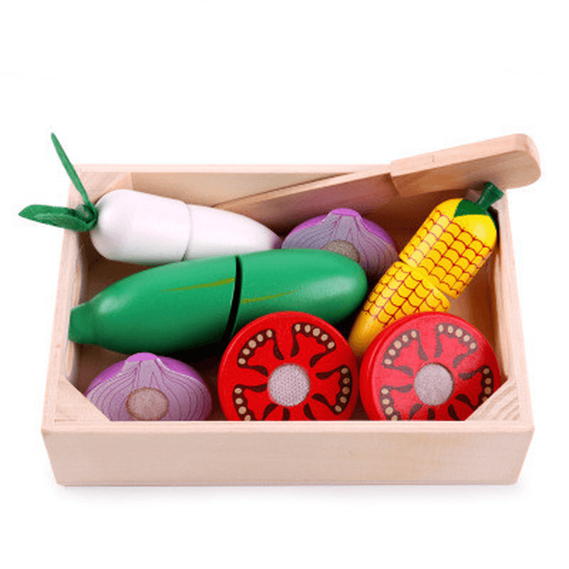 Wooden Children'S Educational Early Education Toys Simulation Fruits Cut to See Vegetables - MRSLM