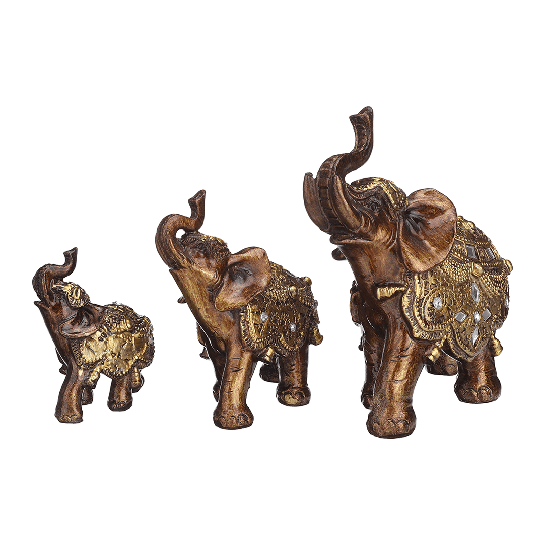 Desktop Decoration Elephant Statue Wealth Golden Resin Figurine Vintage Ornament - MRSLM