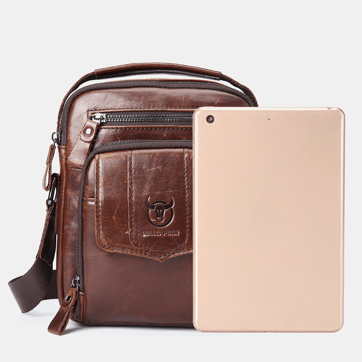 Bullcaptain Men Casual Genuine Leather Shoulder Bag Crossbody Bag for Outdoor - MRSLM